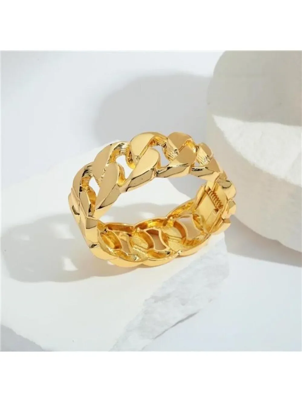 Chunky Gold Tone Bangle Bracelets for Women Thick Wide Hinged Cuff Bracelet
